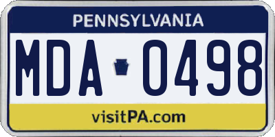 PA license plate MDA0498