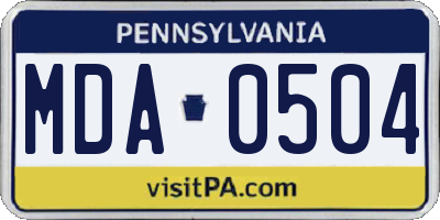 PA license plate MDA0504