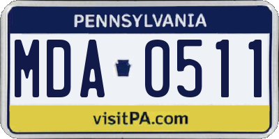 PA license plate MDA0511