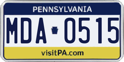 PA license plate MDA0515