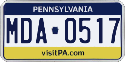 PA license plate MDA0517