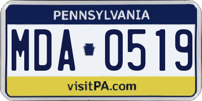 PA license plate MDA0519