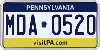 PA license plate MDA0520