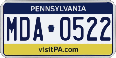 PA license plate MDA0522