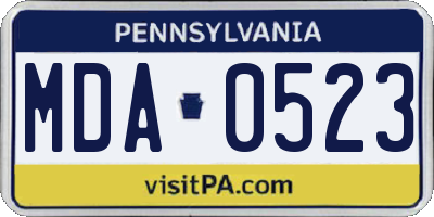 PA license plate MDA0523