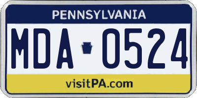 PA license plate MDA0524