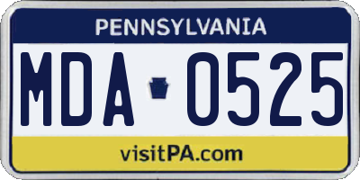 PA license plate MDA0525
