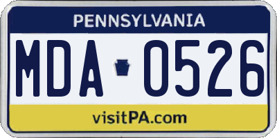 PA license plate MDA0526