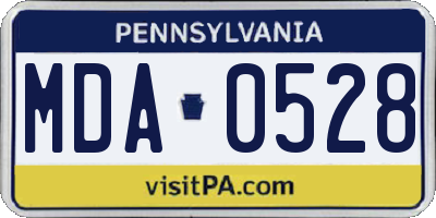 PA license plate MDA0528