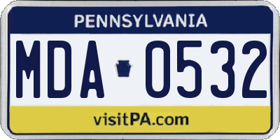 PA license plate MDA0532