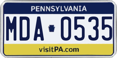 PA license plate MDA0535