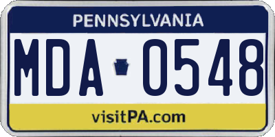 PA license plate MDA0548