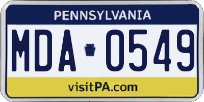 PA license plate MDA0549