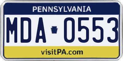 PA license plate MDA0553