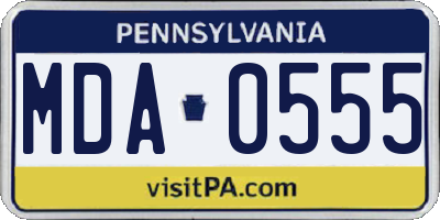 PA license plate MDA0555