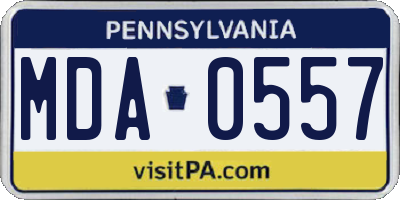 PA license plate MDA0557