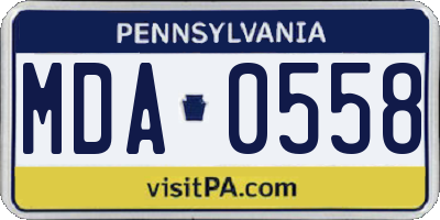 PA license plate MDA0558