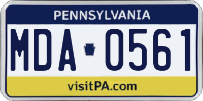 PA license plate MDA0561