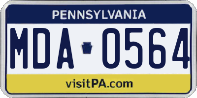 PA license plate MDA0564