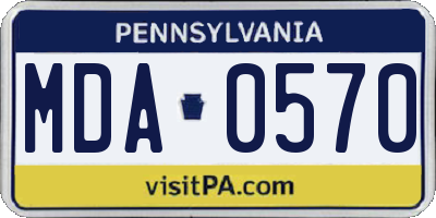 PA license plate MDA0570