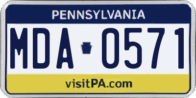 PA license plate MDA0571