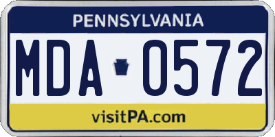 PA license plate MDA0572