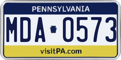 PA license plate MDA0573