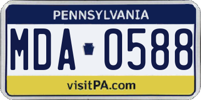 PA license plate MDA0588