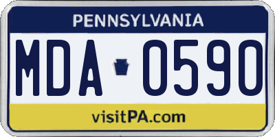 PA license plate MDA0590