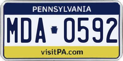 PA license plate MDA0592
