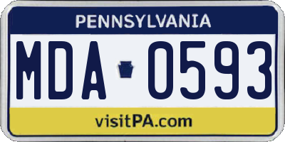 PA license plate MDA0593
