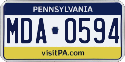 PA license plate MDA0594