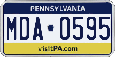 PA license plate MDA0595