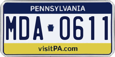 PA license plate MDA0611