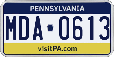 PA license plate MDA0613