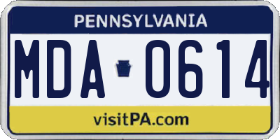 PA license plate MDA0614