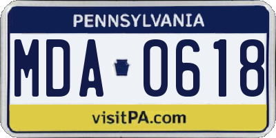 PA license plate MDA0618