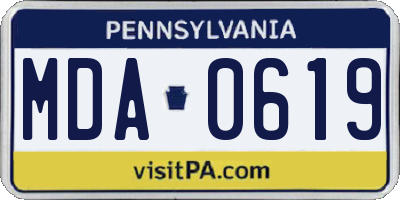 PA license plate MDA0619