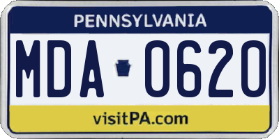 PA license plate MDA0620