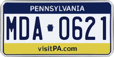 PA license plate MDA0621