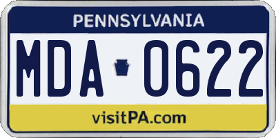 PA license plate MDA0622