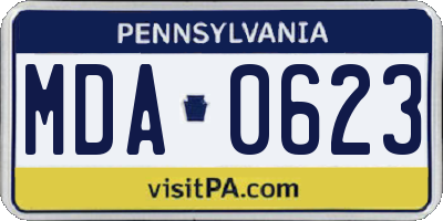 PA license plate MDA0623