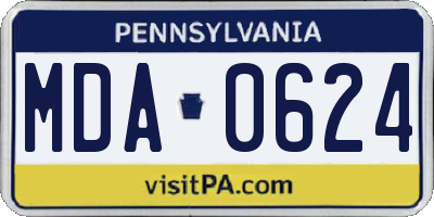 PA license plate MDA0624