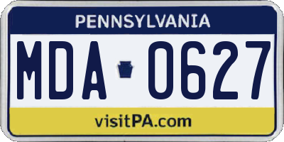 PA license plate MDA0627