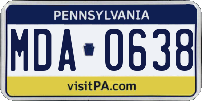 PA license plate MDA0638
