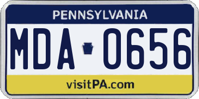 PA license plate MDA0656