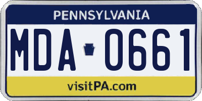 PA license plate MDA0661