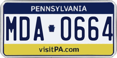 PA license plate MDA0664