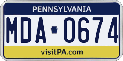 PA license plate MDA0674