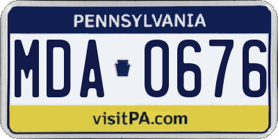PA license plate MDA0676